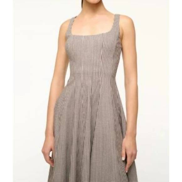 STAUD Dresses & Skirts - NEW STAUD wells dress in dark chocolate micro check
